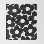 Black & White Retro Daisies #1 #decor #art #society6 Throw Blanket Gallery Image 2