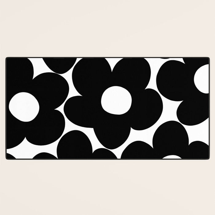 Black & White Retro Daisies #1 #decor #art #society6 Desk Mat Gallery Image 3