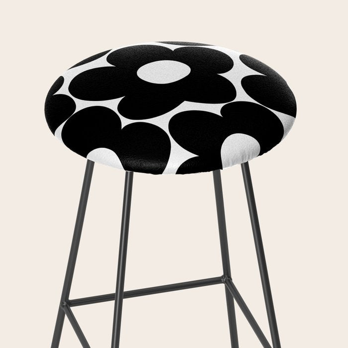 Black & White Retro Daisies #1 #decor #art #society6 Stool Gallery Image 2