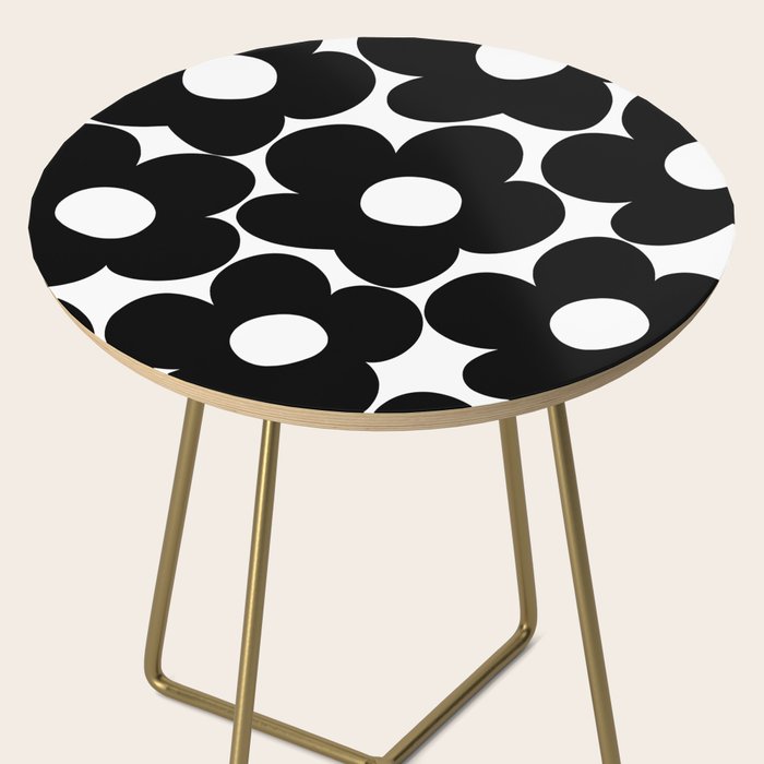 Black & White Retro Daisies #1 #decor #art #society6 Side Table Gallery Image 2