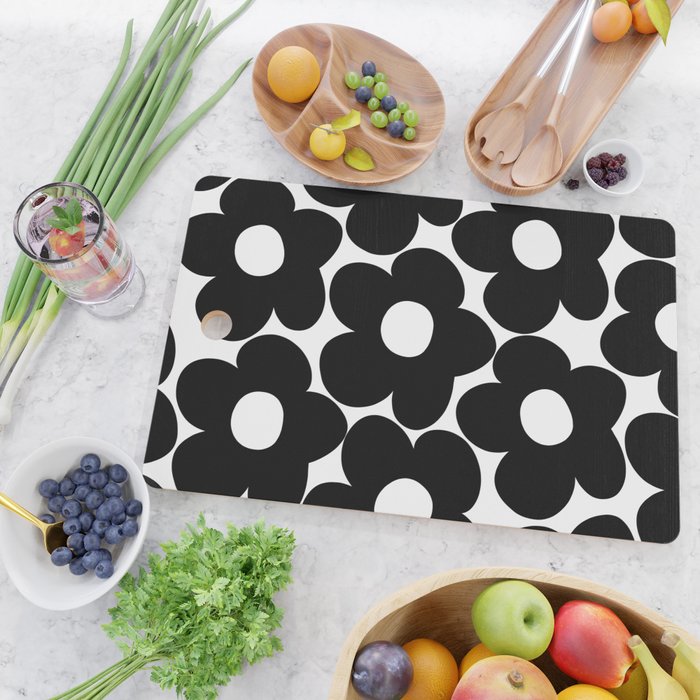 Black & White Retro Daisies #1 #decor #art #society6 Cutting Board Gallery Image 2