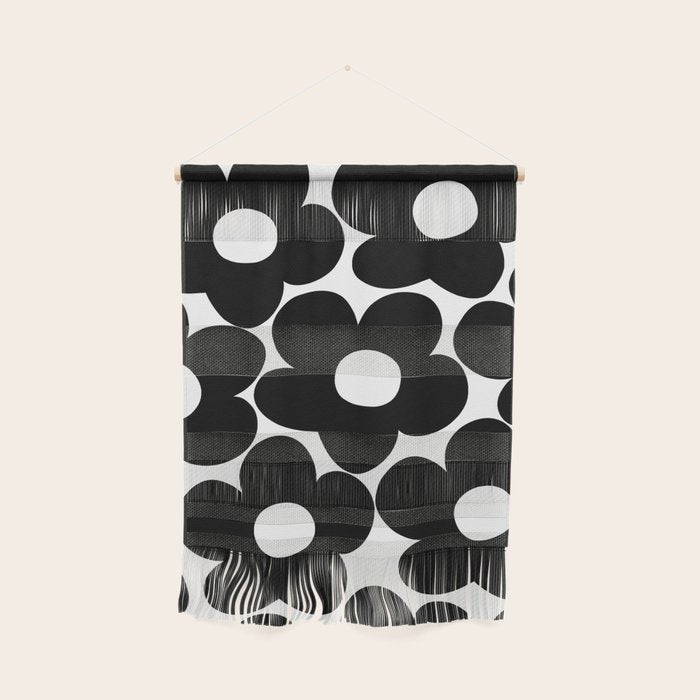 Black & White Retro Daisies #1 #decor #art #society6 Wall Hanging Gallery Image 1