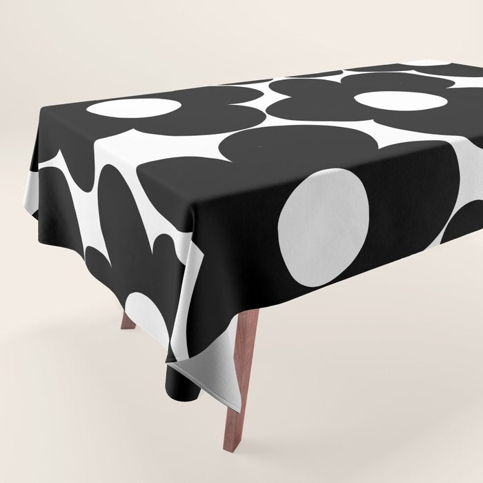 Black & White Retro Daisies #1 #decor #art #society6 Tablecloth Gallery Image 1