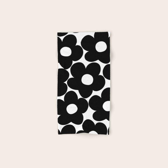 Black & White Retro Daisies #1 #decor #art #society6 Bath Towel Gallery Image 1