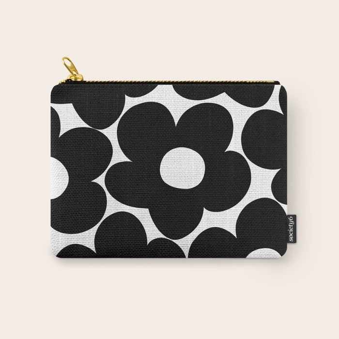 Black & White Retro Daisies #1 #decor #art #society6 Carry All Pouch Gallery Image 1