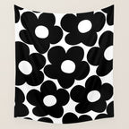 Black & White Retro Daisies #1 #decor #art #society6 Wall Tapestry Gallery Image 4