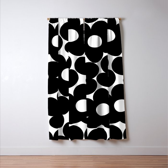 Black & White Retro Daisies #1 #decor #art #society6 Window Curtain Gallery Image 3