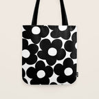 Black & White Retro Daisies #1 #decor #art #society6 Tote Bag Gallery Image 1