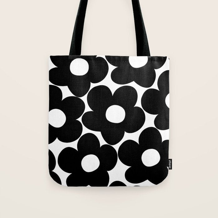 Black & White Retro Daisies #1 #decor #art #society6 Tote Bag Gallery Image 1