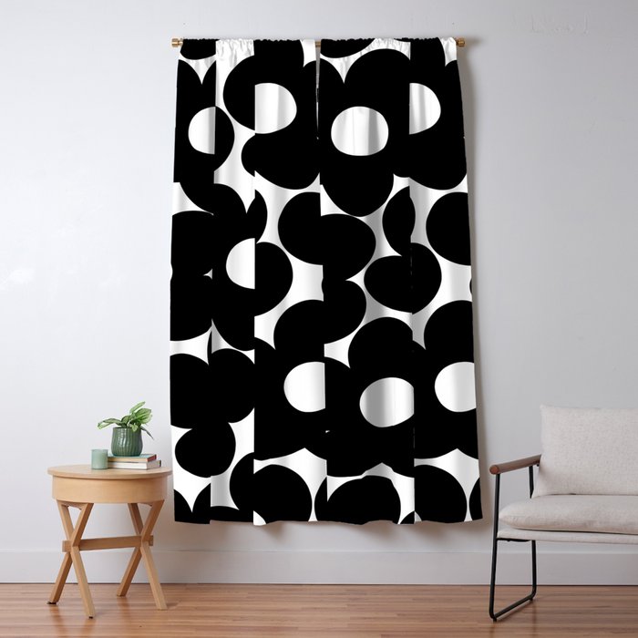 Black & White Retro Daisies #1 #decor #art #society6 Window Curtain Gallery Image 1