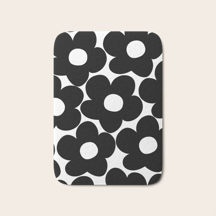 Black & White Retro Daisies #1 #decor #art #society6 Bath Mat Gallery Image 1