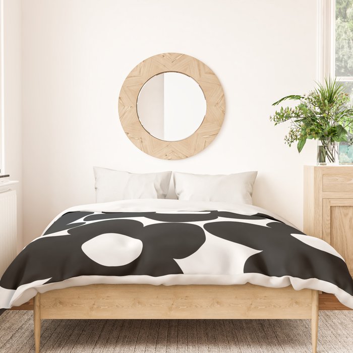 Black & White Retro Daisies #1 #decor #art #society6 Duvet Cover Gallery Image 3