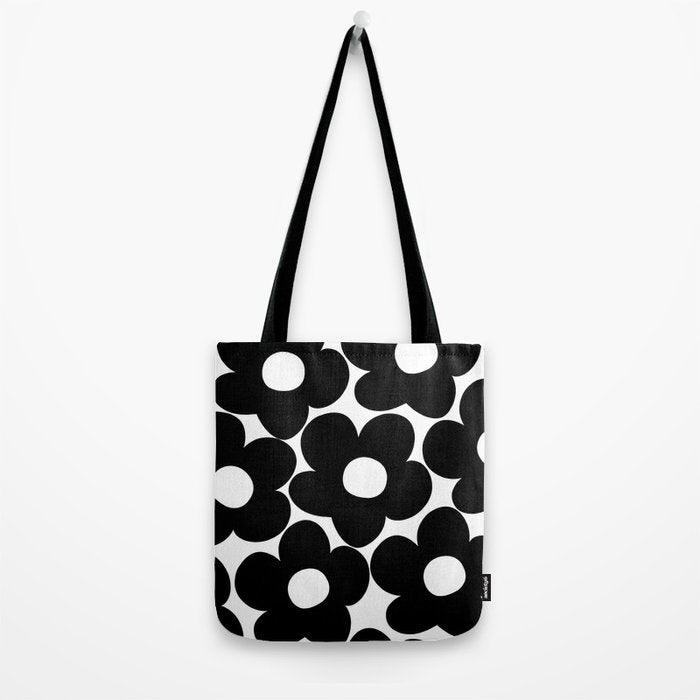 Black & White Retro Daisies #1 #decor #art #society6 Tote Bag Gallery Image 2