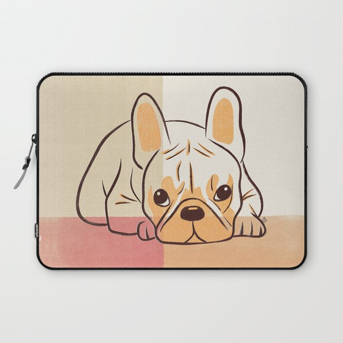 Adorable French Bulldog - Playful Dog Design in Neutral Tones Laptop Sleeve Gallery Image 1