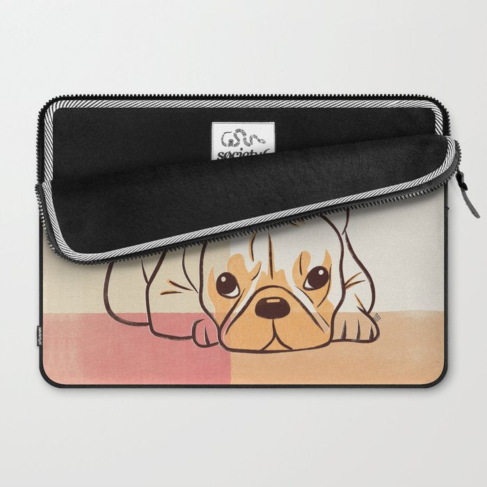 Adorable French Bulldog - Playful Dog Design in Neutral Tones Laptop Sleeve Gallery Image 2