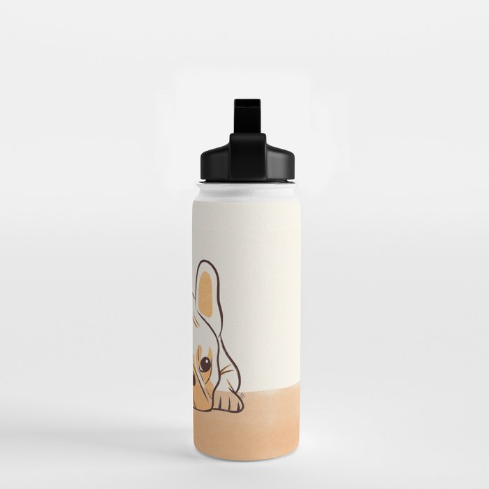 Adorable French Bulldog - Playful Dog Design in Neutral Tones Water Bottle Gallery Image 2
