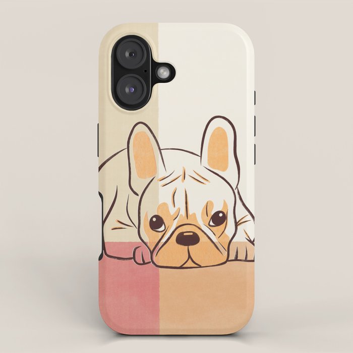 Adorable French Bulldog - Playful Dog Design in Neutral Tones iPhone Case Gallery Image 1
