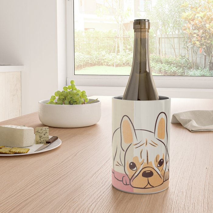 Adorable French Bulldog - Playful Dog Design in Neutral Tones Wine Chiller Gallery Image 4