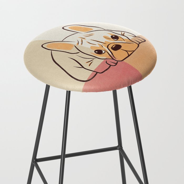 Adorable French Bulldog - Playful Dog Design in Neutral Tones Stool Gallery Image 2