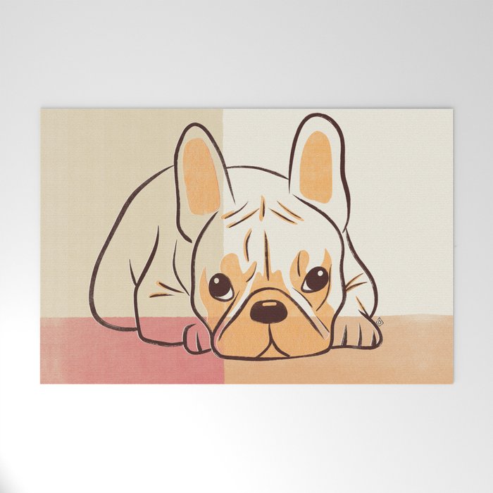 Adorable French Bulldog - Playful Dog Design in Neutral Tones Welcome Mat Gallery Image 1