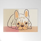 Adorable French Bulldog - Playful Dog Design in Neutral Tones Welcome Mat Gallery Image 1