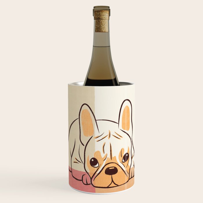 Adorable French Bulldog - Playful Dog Design in Neutral Tones Wine Chiller Gallery Image 1