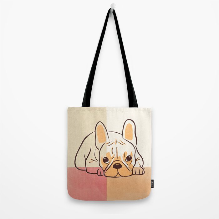 Adorable French Bulldog - Playful Dog Design in Neutral Tones Tote Bag Gallery Image 2