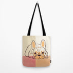 Adorable French Bulldog - Playful Dog Design in Neutral Tones Tote Bag Gallery Image 2