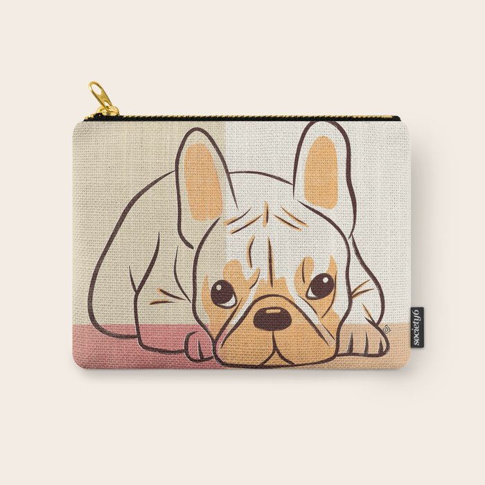 Adorable French Bulldog - Playful Dog Design in Neutral Tones Carry All Pouch Gallery Image 1