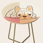 Adorable French Bulldog - Playful Dog Design in Neutral Tones Side Table Gallery Image 2