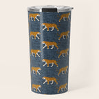 walking tigers - blue Travel Mug Gallery Image 1