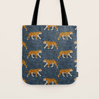 walking tigers - blue Tote Bag Gallery Image 1