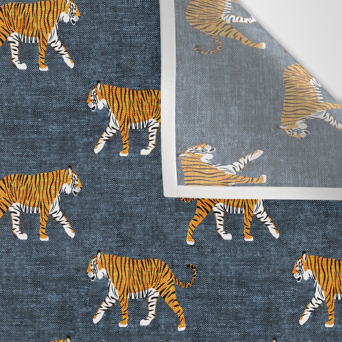 walking tigers - blue Wall Tapestry Gallery Image 3