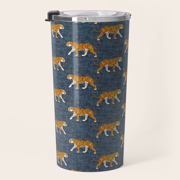 walking tigers - blue Travel Mug Gallery Image 3