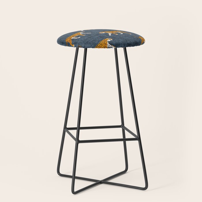 walking tigers - blue Stool Gallery Image 1