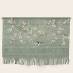 Chinoiserie Sage Green Cherry Blossom Bird Garden Wall Hanging Gallery Image 1