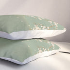 Chinoiserie Sage Green Cherry Blossom Bird Garden Pillow Sham Gallery Image 3