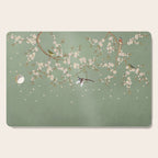 Chinoiserie Sage Green Cherry Blossom Bird Garden Cutting Board Gallery Image 1