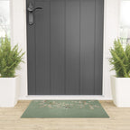Chinoiserie Sage Green Cherry Blossom Bird Garden Welcome Mat Gallery Image 3