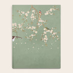 Chinoiserie Sage Green Cherry Blossom Bird Garden Notebook Gallery Image 4