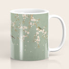 Chinoiserie Sage Green Cherry Blossom Bird Garden Coffee Mug Gallery Image 1