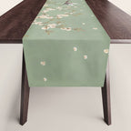 Chinoiserie Sage Green Cherry Blossom Bird Garden Table Runner Gallery Image 1