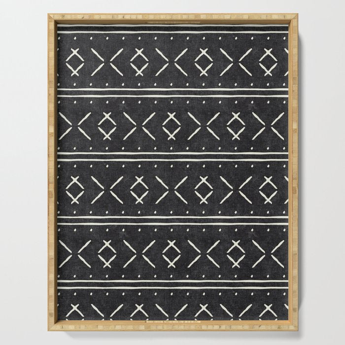 mud cloth stitch - onyx Serving Tray Gallery Image 1