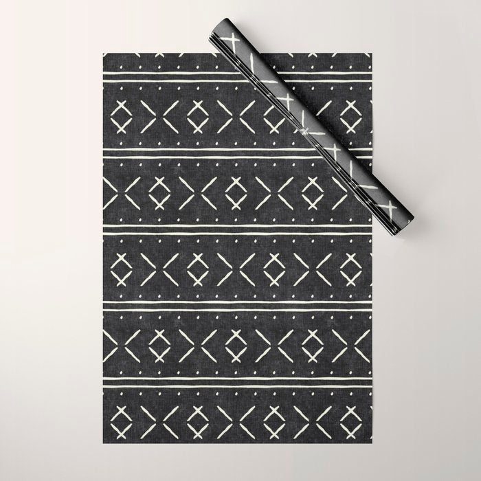 mud cloth stitch - onyx Wrapping Paper Gallery Image 1