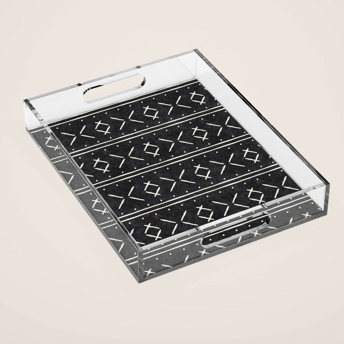 mud cloth stitch - onyx Acrylic Tray Gallery Image 1