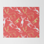 Red christmas reindeer animal pattern Throw Blanket Gallery Image 2