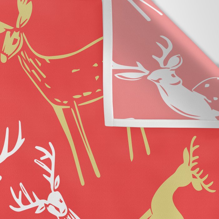 Red christmas reindeer animal pattern Wall Tapestry Gallery Image 3