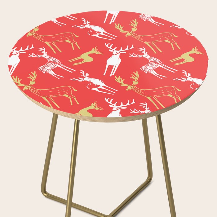 Red christmas reindeer animal pattern Side Table Gallery Image 2