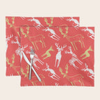 Red christmas reindeer animal pattern Placemat Gallery Image 1