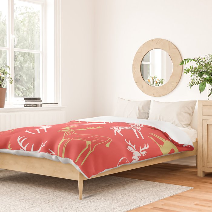 Red christmas reindeer animal pattern Duvet Cover Gallery Image 2